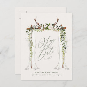 Carte Postale Faire-part Mariage botanique feuillage rustique enregistrer l