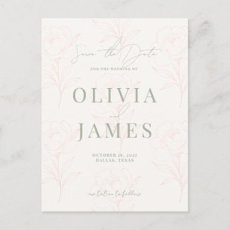 Carte Postale Faire-part Mariage botanique moderne minimaliste vert sauge