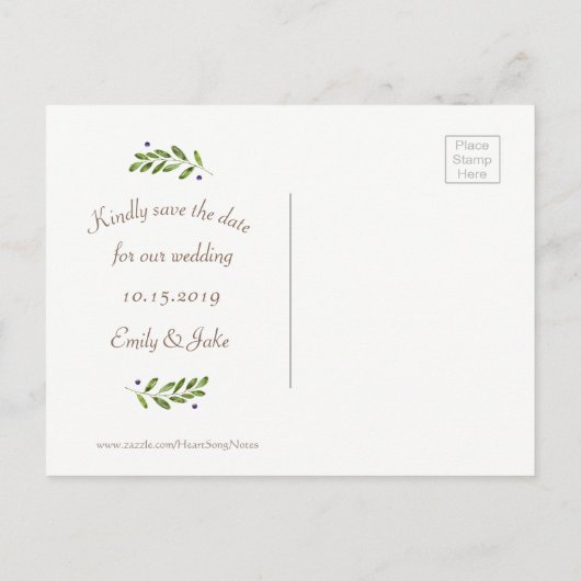 Carte Postale Faire-part Mariage botanique moderne simple Enregistrer la da (Dos)