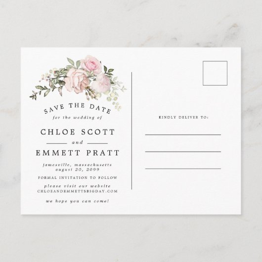 Carte Postale Faire-part Mariage botanique rustique Boho Enregistrer la dat (Dos)