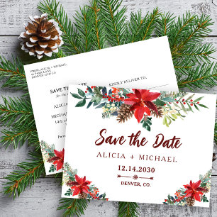 Carte Postale Faire-part Mariage botanique rustique d'hiver enregistrer la