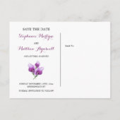 Carte Postale Faire-part Mariage Calla Floral Violet Enregistrer La Date (Dos)