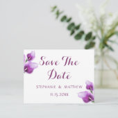 Carte Postale Faire-part Mariage Calla Floral Violet Enregistrer La Date (Debout devant)