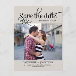 Carte Postale Faire-part Mariage Calligraphie Moderne Sauvez La Date - Khak