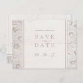 Carte Postale Faire-part Mariage campagnard rustique en dentelle enregistre (Devant / Derrière)