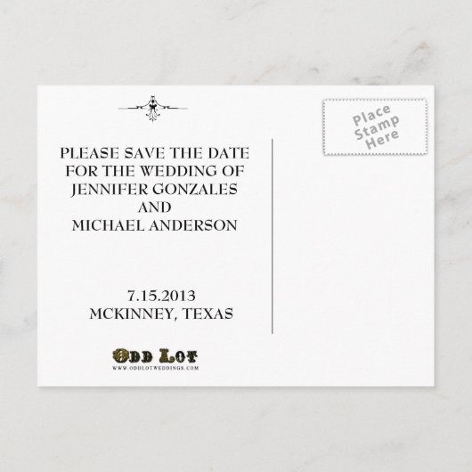 Carte Postale Faire-part Mariage campagnard rustique Grange Enregistrer la  (Dos)