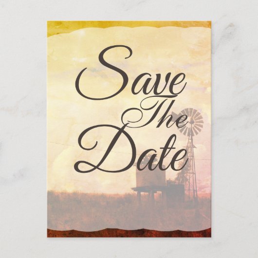 Carte Postale Faire-part Mariage campagnard Rustique Windmill Enregistrer L (Devant)