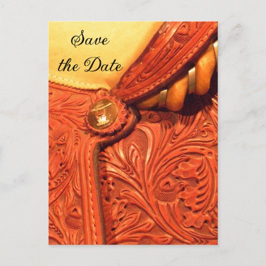 Carte Postale Faire-part Mariage campagnard Western Saddle Enregistrer la d (Devant)