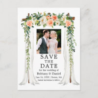 Mariage Canopée Aquarelle Coral Blanc Floral Photo