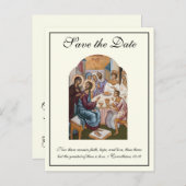 Carte Postale Faire-part Mariage catholique byzantin Sauvegarder la date (Devant / Derrière)