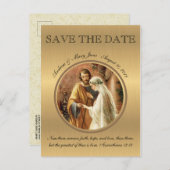 Carte Postale Faire-part Mariage Catholique Marie Joseph SAUVEGARDEZ LA DAT (Devant / Derrière)