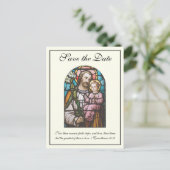 Carte Postale Faire-part Mariage catholique Saint-Joseph Sauvez la date (Debout devant)