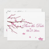Carte Postale Faire-part Mariage Cerise Blossom Enregistrer Les Dates (Devant / Derrière)