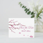 Carte Postale Faire-part Mariage Cerise Blossom Enregistrer Les Dates (Debout devant)