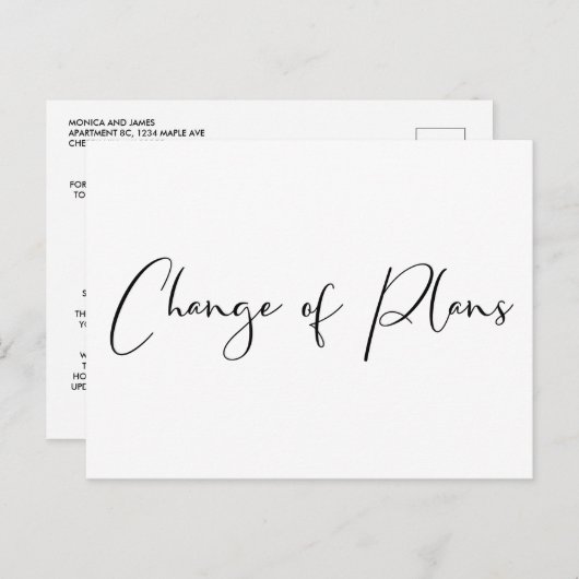 Carte Postale Faire-part Mariage Changement de plan Élégant (Devant / Derrière)