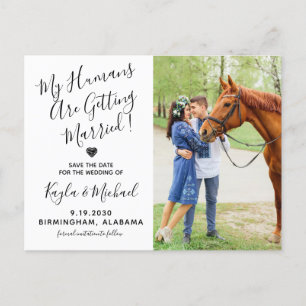 Carte Postale Faire-part Mariage Chevalin Moderne Photo Équine Sauvegarder 