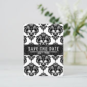 Carte Postale Faire-part Mariage chic damas noir et blanc Enregistrez la da (Debout devant)