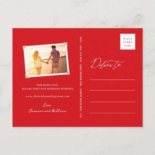 Carte Postale Faire-part Mariage Chinois Sakura Chic Hirondelles Save The D (Dos)