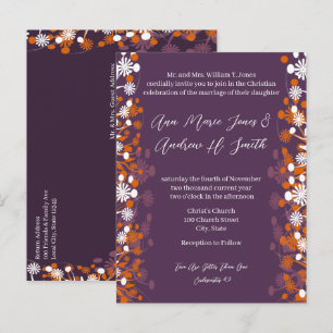 Carte Postale Faire-part Mariage chrétien Purple Orange & Blanc Floral