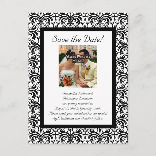Carte Postale Faire-part Mariage classique Enregistrer la date (Devant)