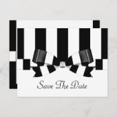 Carte Postale Faire-part Mariage Classique Rayé Noir et Blanc (Devant / Derrière)