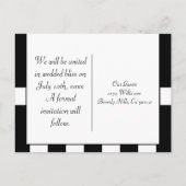 Carte Postale Faire-part Mariage Classique Rayé Noir et Blanc (Dos)