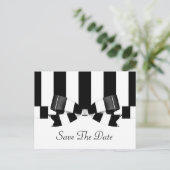 Carte Postale Faire-part Mariage Classique Rayé Noir et Blanc (Debout devant)