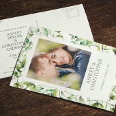 Carte Postale Faire-part Mariage Classiquement Élégant avec une Bordure Flo