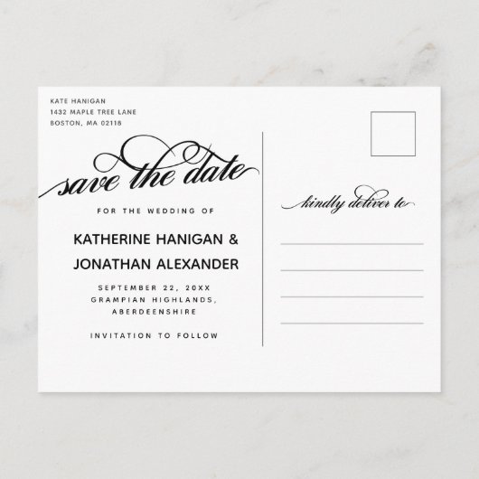 Carte Postale Faire-part Mariage Collage Photo Romantique Écriture Noire (Dos)