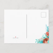 Carte Postale Faire-part Mariage Corail Vivant et Turquoise Enregistrez la (Dos)