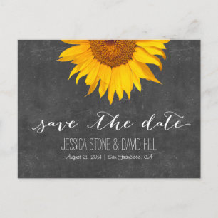 Carte Postale Faire-part Mariage Country Sunflower Tableau Noir Économisez