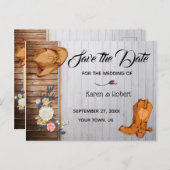 Carte Postale Faire-part Mariage Country Western Rustique Enregistrer la Da (Devant / Derrière)