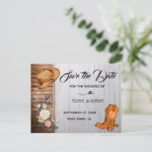 Carte Postale Faire-part Mariage Country Western Rustique Enregistrer la Da (Debout devant)