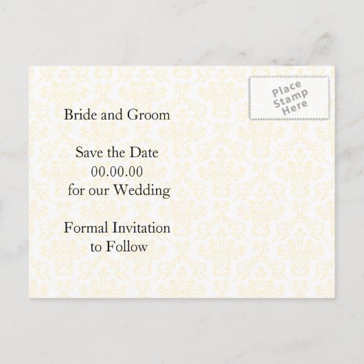 Carte Postale Faire-part Mariage damas noir jaune aqua Enregistrer la Date (Dos)