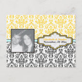 Carte Postale Faire-part Mariage damas noir jaune aqua Enregistrer la Date (Devant)