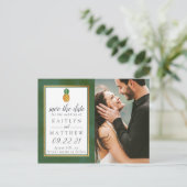 Carte Postale Faire-part Mariage D'Ananas Tropical Enregistrer La Date (Debout devant)