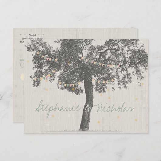 Carte Postale Faire-part Mariage dans l'arbre rustique Enregistrer les cart (Devant / Derrière)