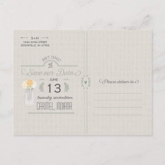 Carte Postale Faire-part Mariage dans l'arbre rustique Enregistrer les cart (Dos)