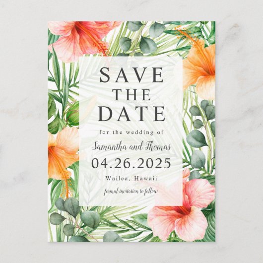 Carte Postale Faire-part Mariage dans Paradise Enregistrer la date (Devant)