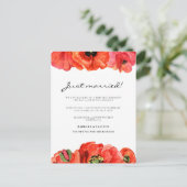 Carte Postale Faire-part mariage d'aquarelle de pavot rouge (Debout devant)
