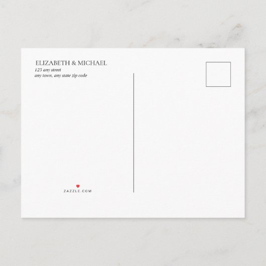 Carte Postale Faire-part Mariage Date Changement de plans Aquarelle Script (Dos)