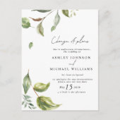 Carte Postale Faire-part Mariage Date Changement de plans Aquarelle Script (Devant)