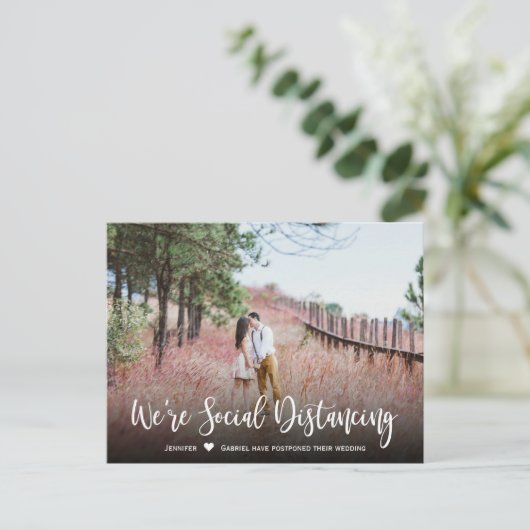 Carte Postale Faire-part Mariage Date reportée Photo simple (Debout devant)