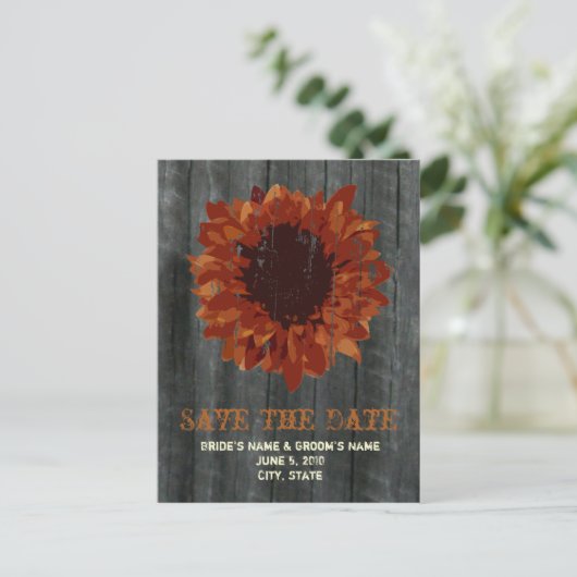 Carte Postale Faire-part Mariage de automne Barnwood Enregistrer La Date Ca (Debout devant)