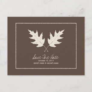 Carte Postale Faire-part Mariage de automne Brown Enregistrer La Date Chêne