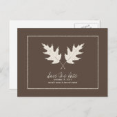 Carte Postale Faire-part Mariage de automne Brown Enregistrer La Date Chêne (Devant / Derrière)