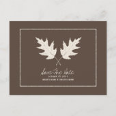 Carte Postale Faire-part Mariage de automne Brown Enregistrer La Date Chêne (Devant)