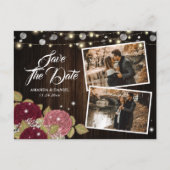 Carte Postale Faire-part Mariage de automne Burgundy Blush 2 Photo Enregist (Devant)