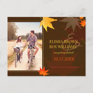 Carte Postale Faire-part Mariage de automne Chic Maple Leaf Photo Enregistr