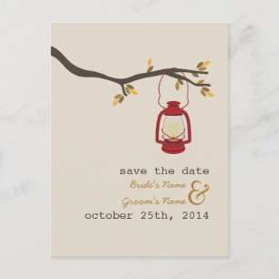 Carte Postale Faire-part Mariage de automne De Camping Lampe À Huile Enregi